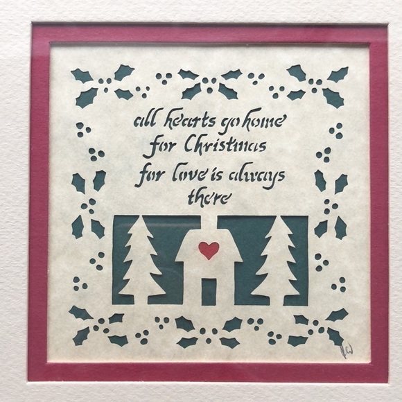 Scherenschnitte Scissor Cut Framed Christmas Wall Art all hearts go home - Picture 4 of 7